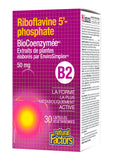 Natural Factors Riboflavine-5'-phosphate 50 mg, bouteille et étiquette claires pour utilisation simple