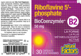 Natural Factors Riboflavine-5'-phosphate 50 mg, ingrédients de qualité et transparence