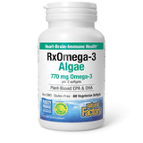 Natural Factors RxOmega-3 Algues – bouteille de gélules pour un apport oméga-3 végan et durable.