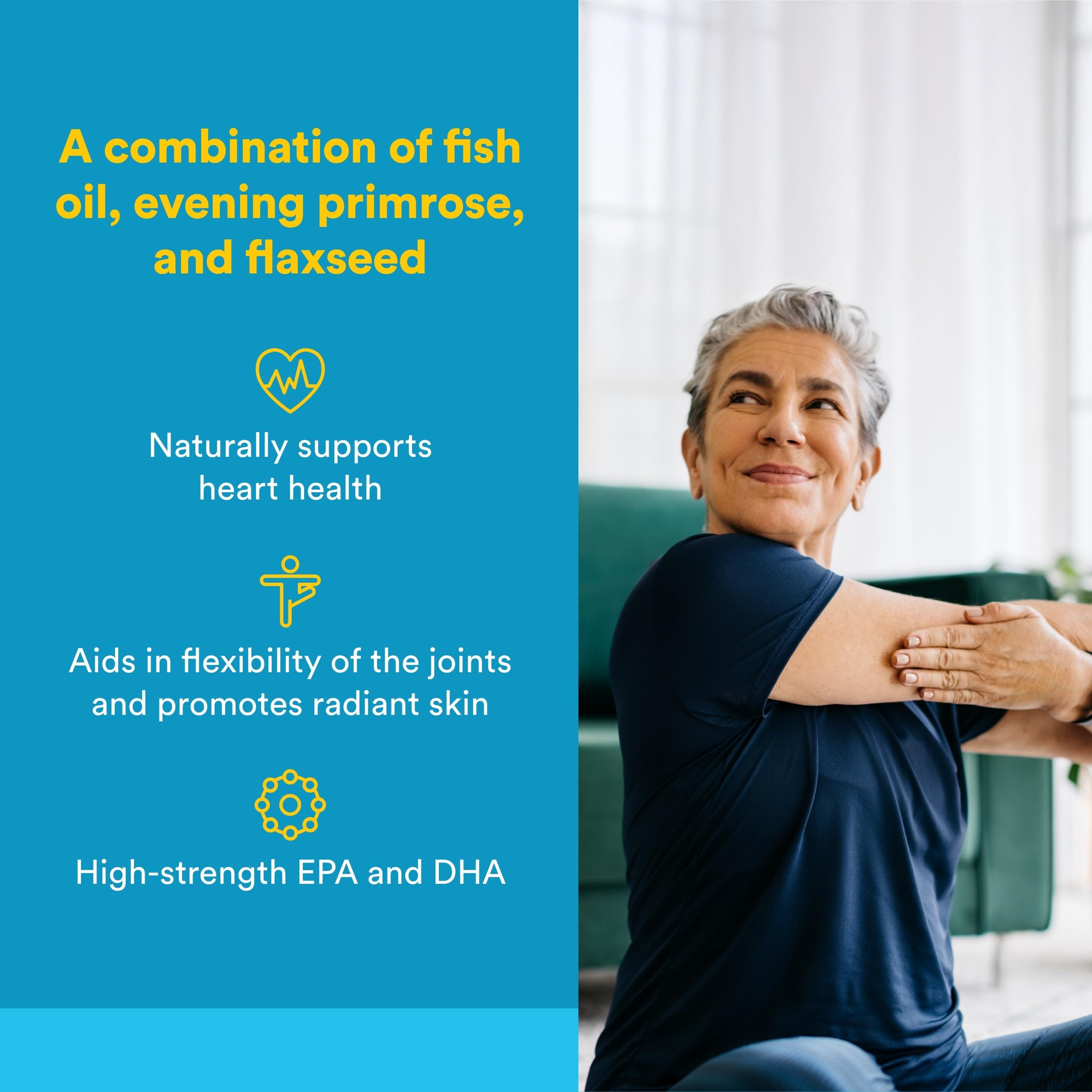 RxOmega-3 gélules Softgel, faciles à avaler et sans arrière-goût.