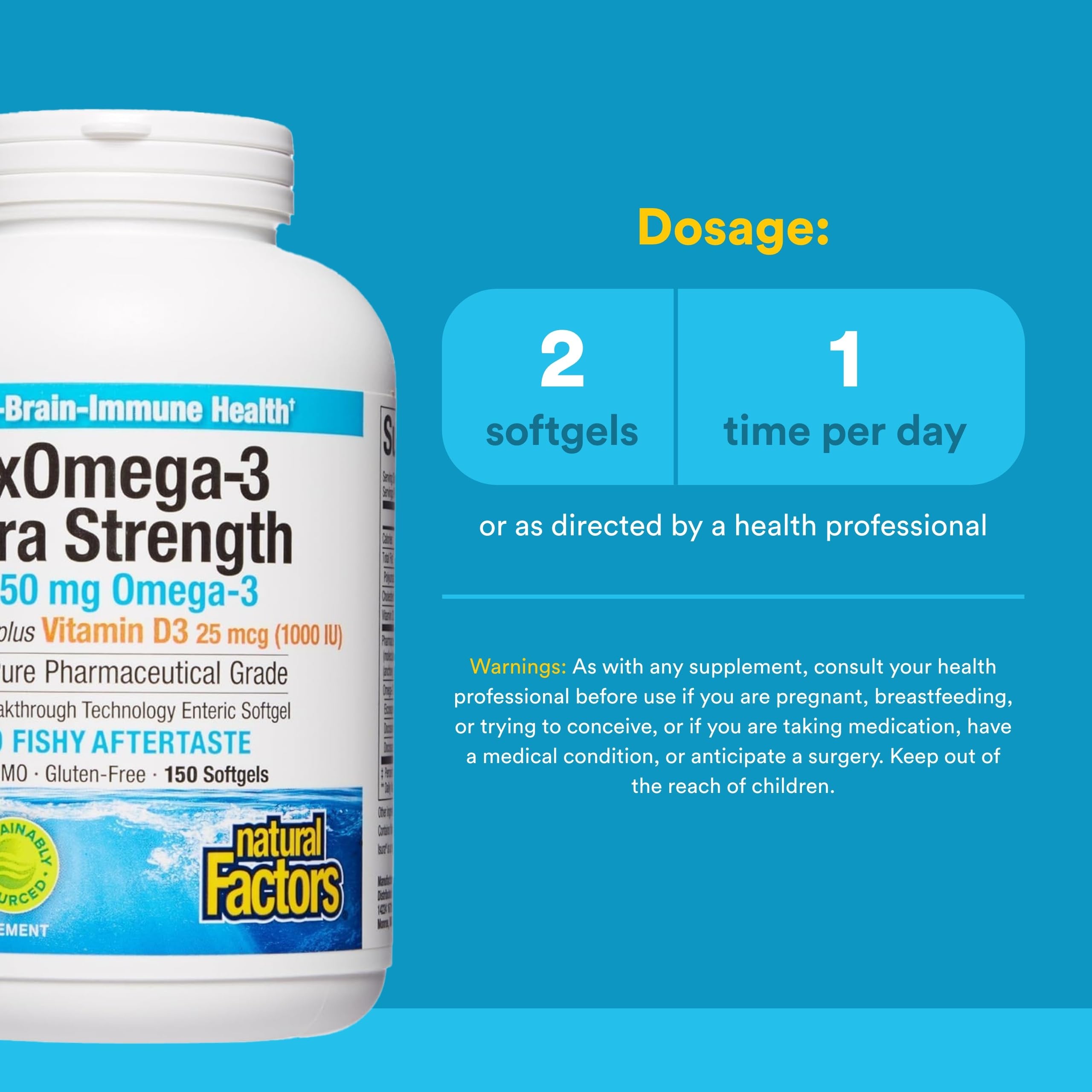 RxOmega-3 DHA et EPA, focus sur les acides gras, soutien potentiel cerveau et cœur.