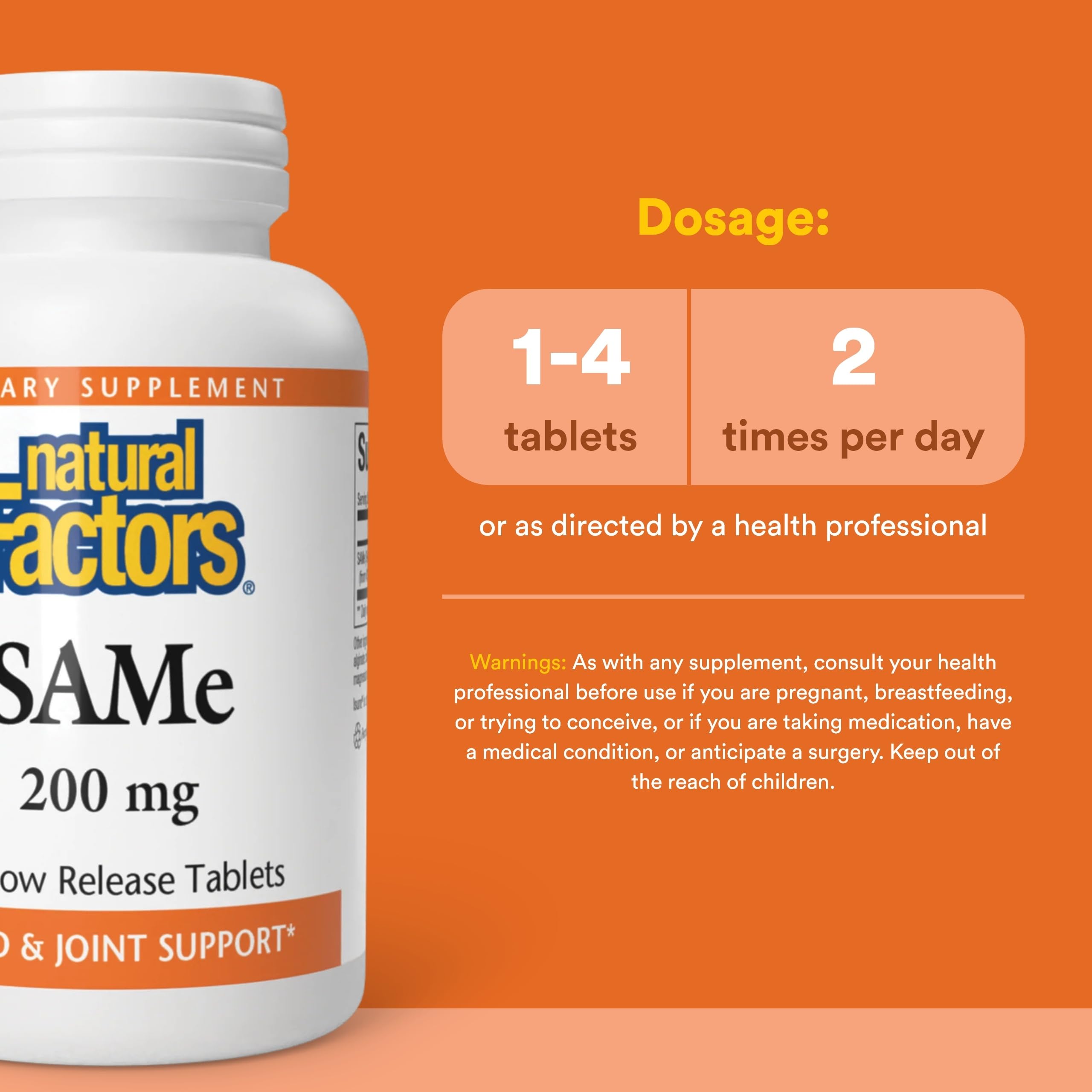 Natural Factors SAMe 200 mg – soutien santé des articulations et mobilité