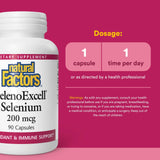 Natural Factors SelenoExcell – gélules visibles, formulation biodisponible idéale pour routine santé.