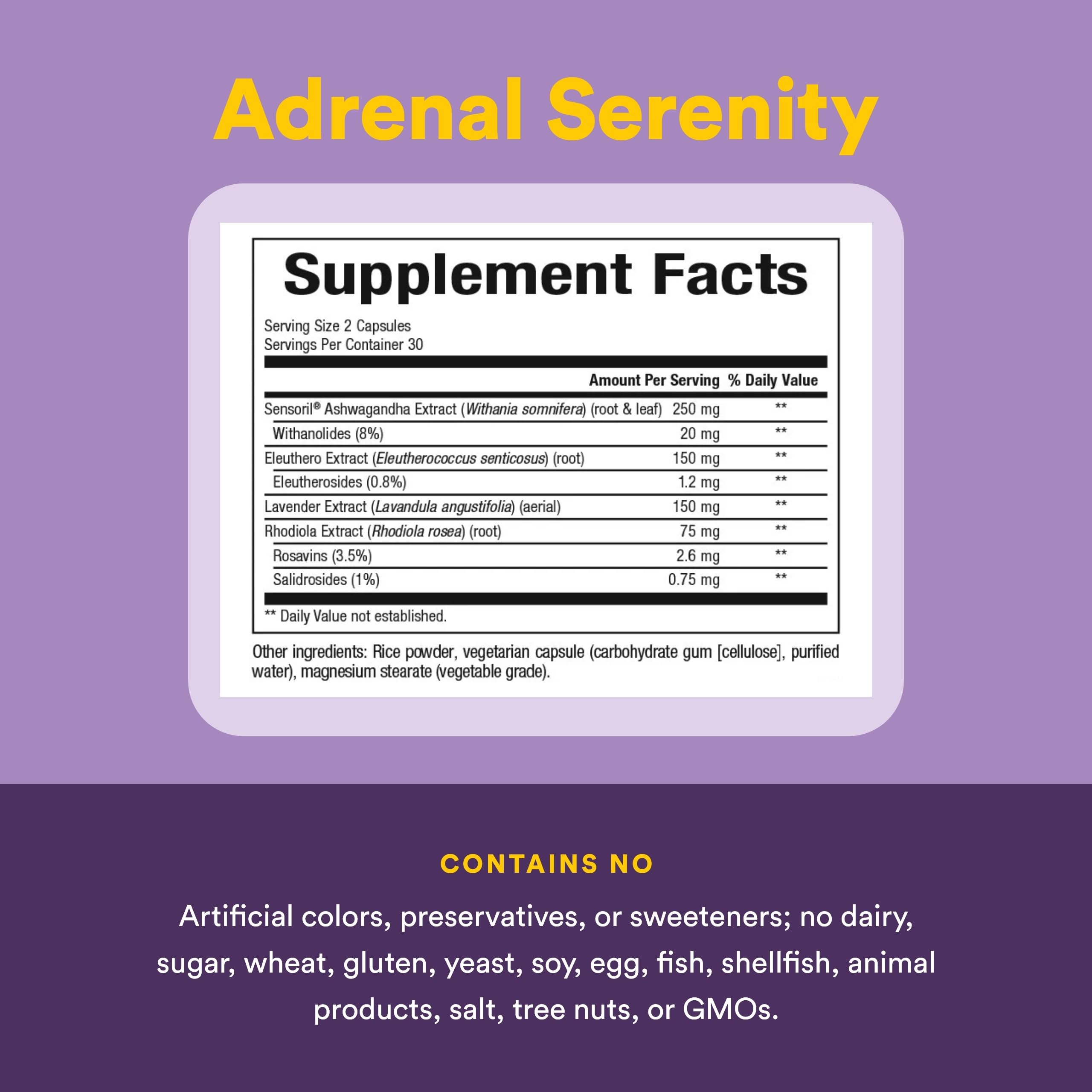 Natural Factors STRESS-RELAX Adrenal Serenity – mélange végétal à spectre large pour le stress