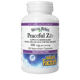 Natural Factors Stress-Relax Peaceful Sleep - bouteille de gélules végétariennes favorisant un sommeil apaisé.