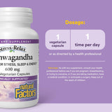 Natural Factors Stress-Relax: étiquette certifiée garantissant pureté et sécurité.