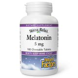 Natural Factors Stress-Relax Mélatonine, bouteille 180 tablettes, soutien potentiel au sommeil.