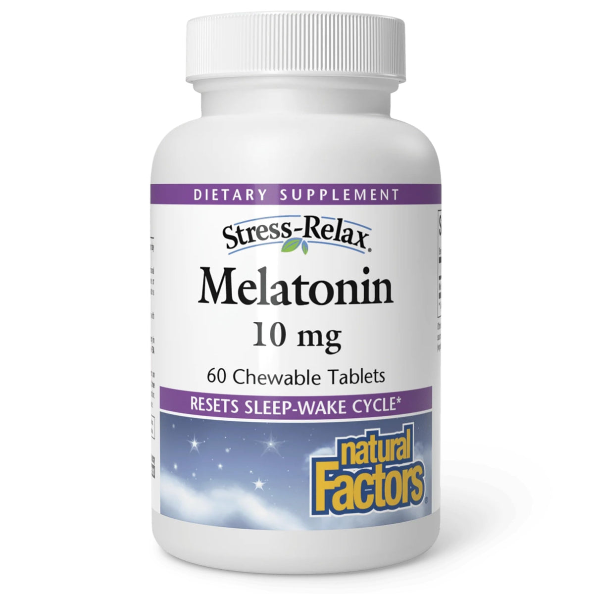 Natural Factors Stress-Relax Mélatonine: comprimés à mâcher prêts au coucher, soutien sommeil naturel.
