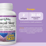 Natural Factors Stress-Relax Tranquil Sleep - etiquette affichant les ingrédients et le dosage.