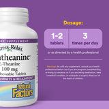 Natural Factors Suntheanine tablettes dans un gobelet, pratique en déplacement.