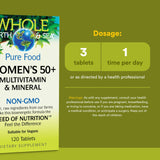 Natural Factors Whole Earth & Sea – tablettes illustrant le dosage quotidien de deux comprimés par jour.