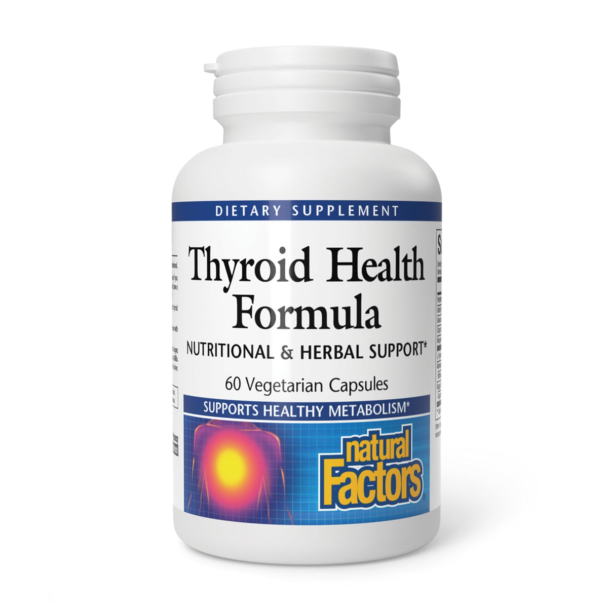 Bouteille Natural Factors Thyroid Health Formula, soutien naturel pour l'énergie quotidienne.