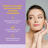 Natural Factors Total Body Collagen: cuillère-dose visible pour mesurer une portion quotidienne.