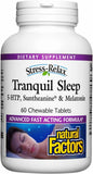 Natural Factors Tranquil Sleep : boîte et emballage, routine nocturne apaisante.