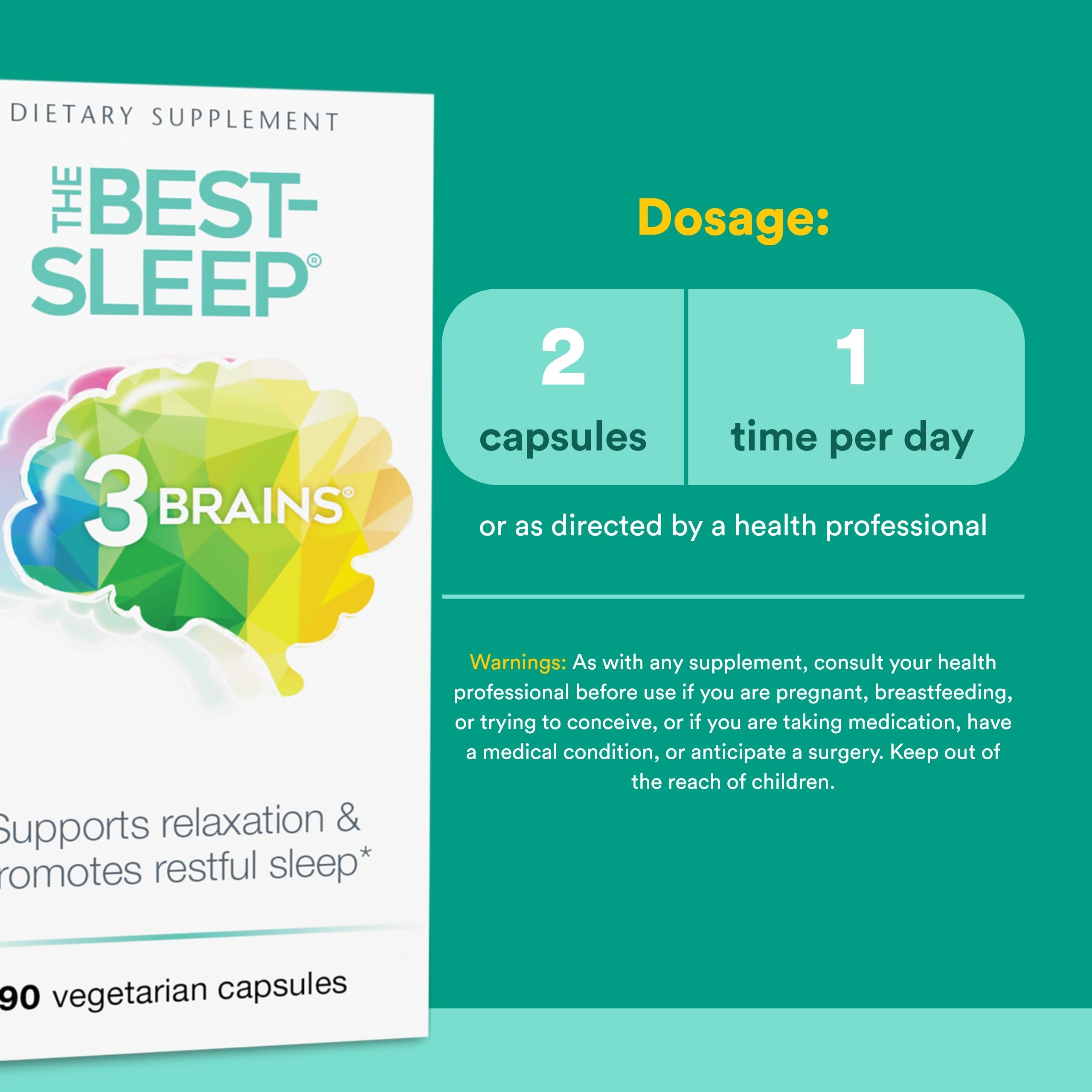 Natural Factors 3 Brains dosage quotidien – prise simple pour soutien nocturne potentiel