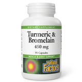 Natural Factors Turmeric Bromélaïne 450 mg, capsule — soutient potentiellement la mobilité musculaire.
