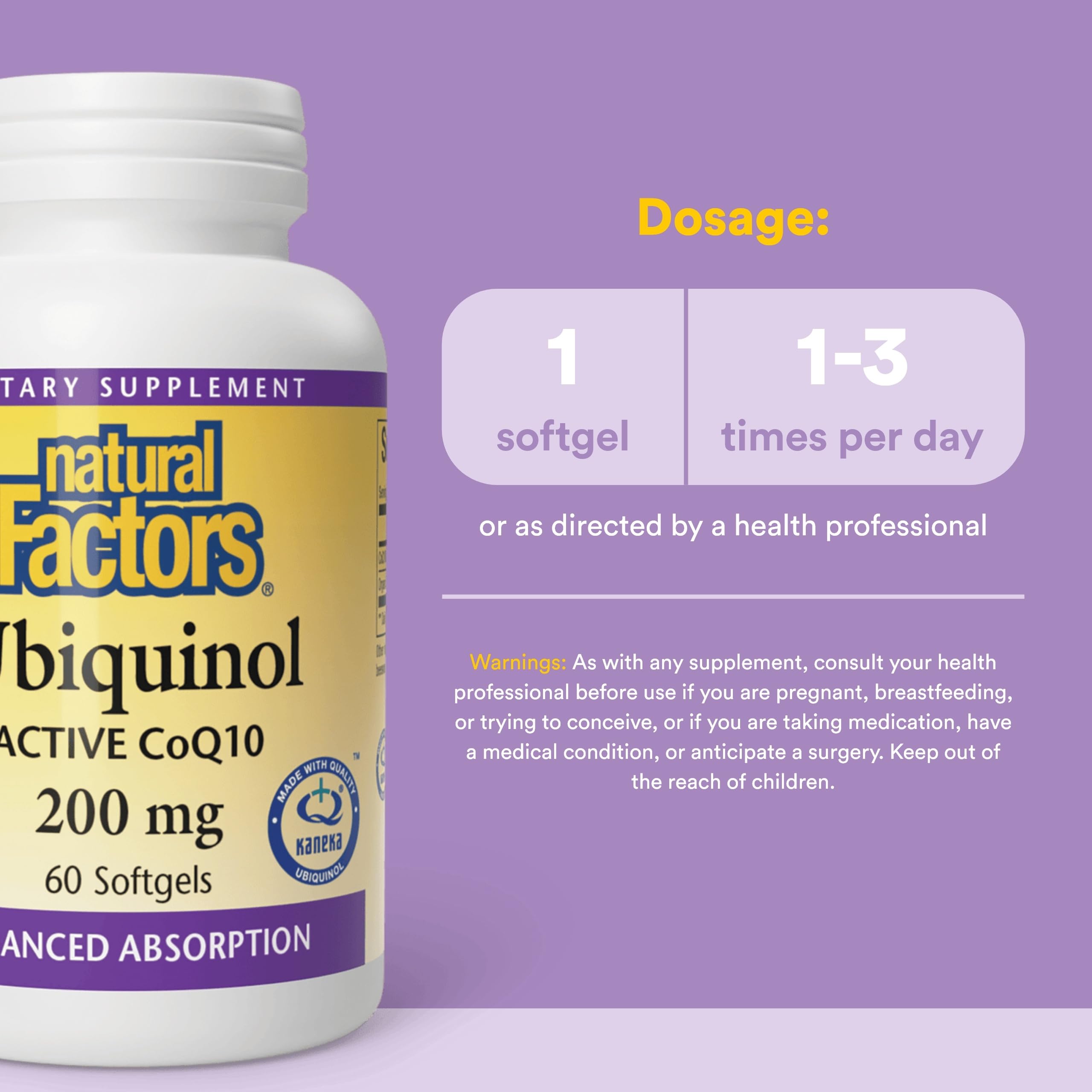 Capsules Ubiquinol 200 mg dans une présentation premium Natural Factors.