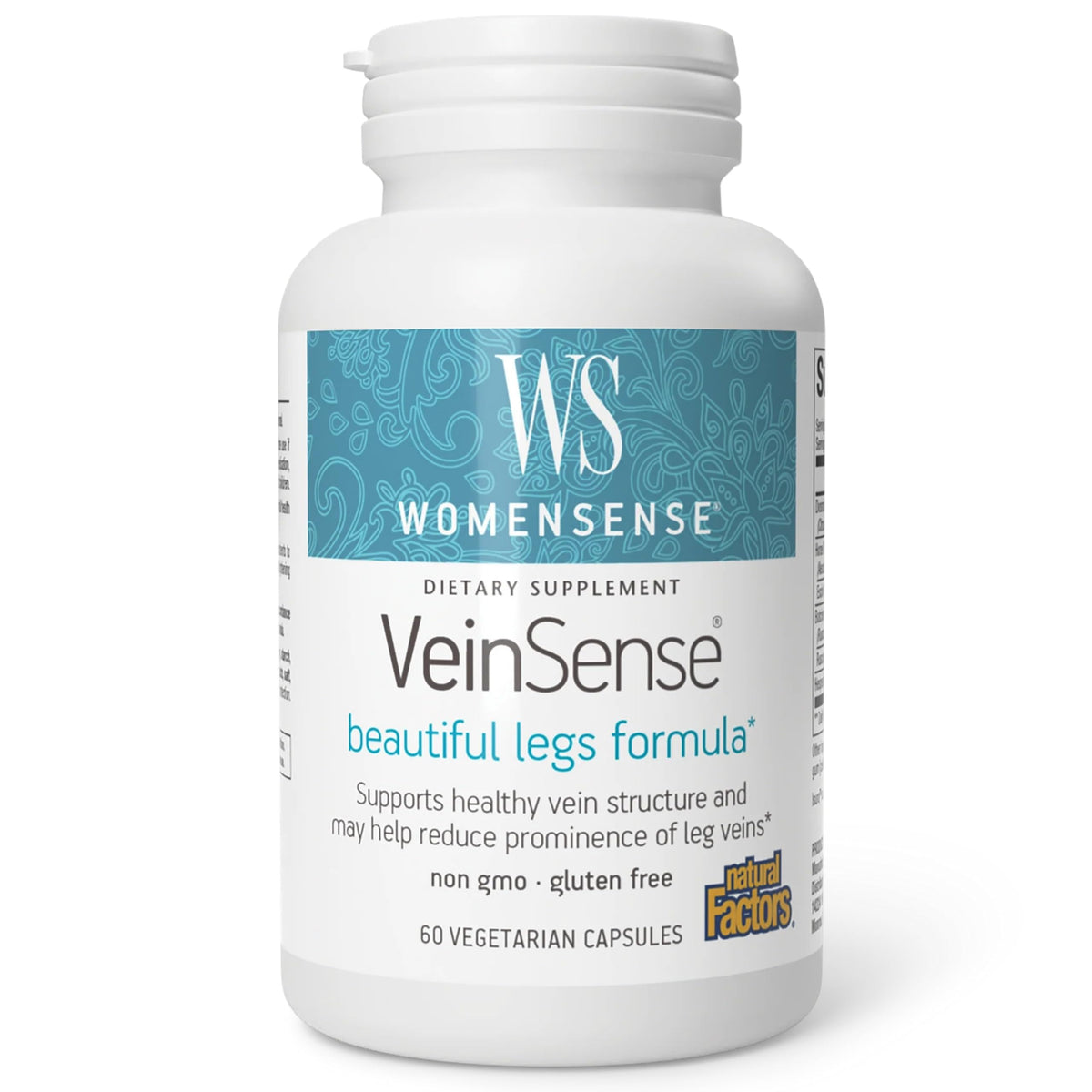VeinSense de Natural Factors, bouteille: soutien potentiel des veines et jambes plus belles.