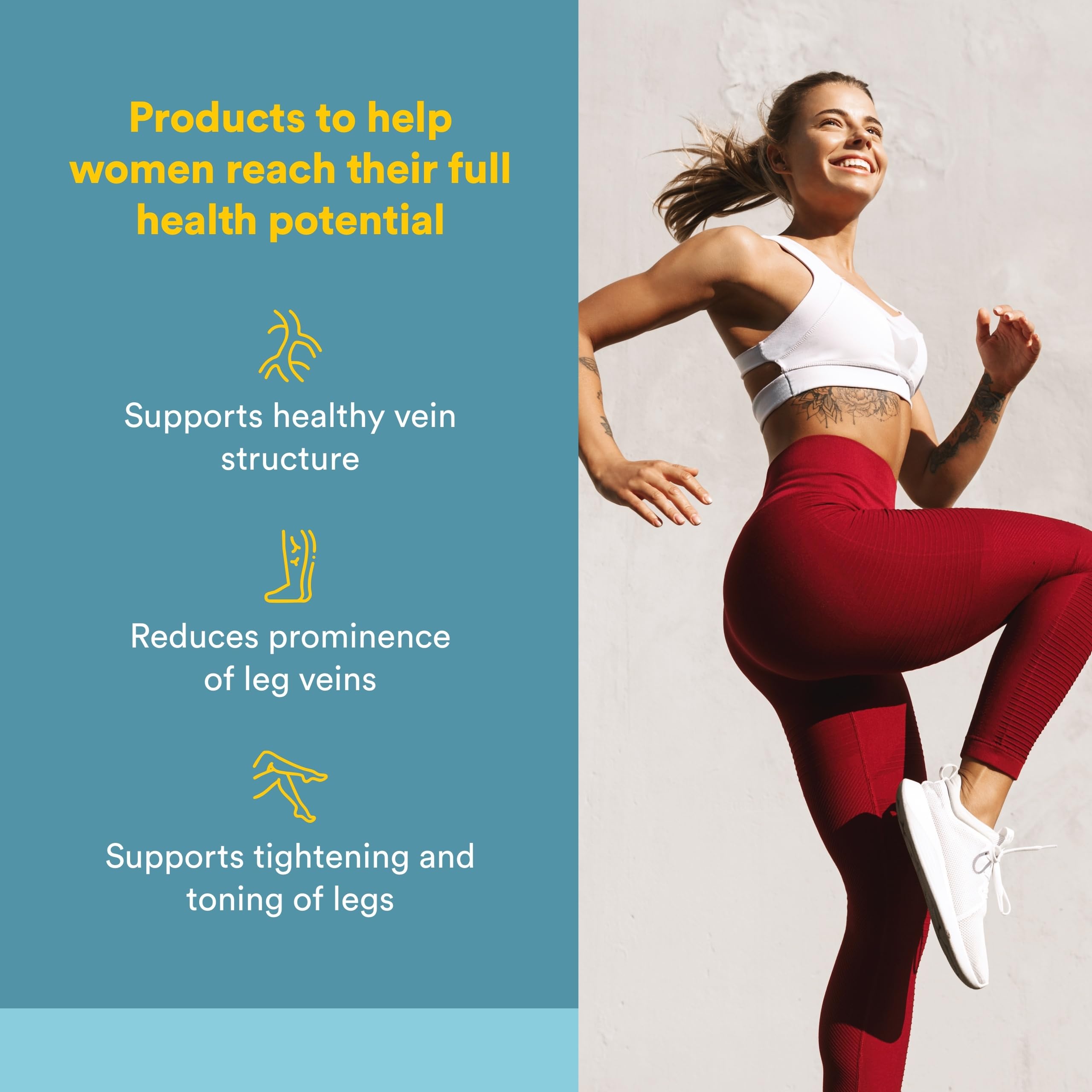 VeinSense de Natural Factors, capsules visibles, usage quotidien pour soutenir les jambes.