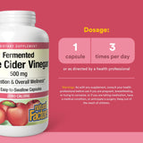 Étiquette montrant la mère du cidre, Natural Factors, pureté garantie
