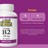 Étiquette et bouchon du flacon Natural Factors B2, faciles à identifier.