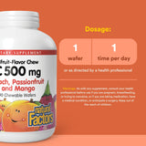 Natural Factors Vitamine C enfants, galettes fruitées et flacon.