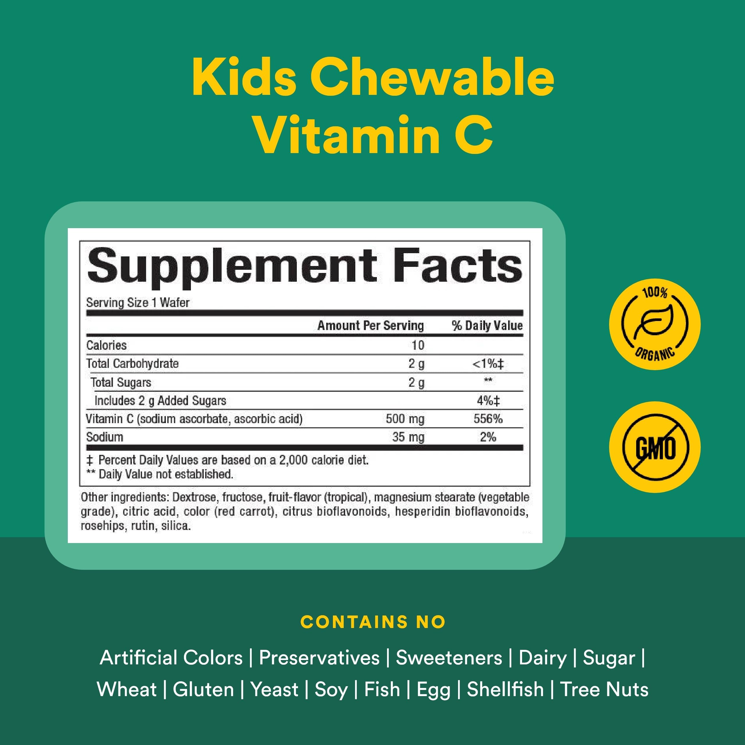 Natural Factors Vitamin C 500 mg — dose par comprimé pratique.