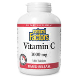 Natural Factors Vitamine C Time Release – bouteille prête à soutenir le système immunitaire.