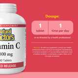 Natural Factors Vitamine C Time Release – etiquette claire facilitant le choix sans gluten.