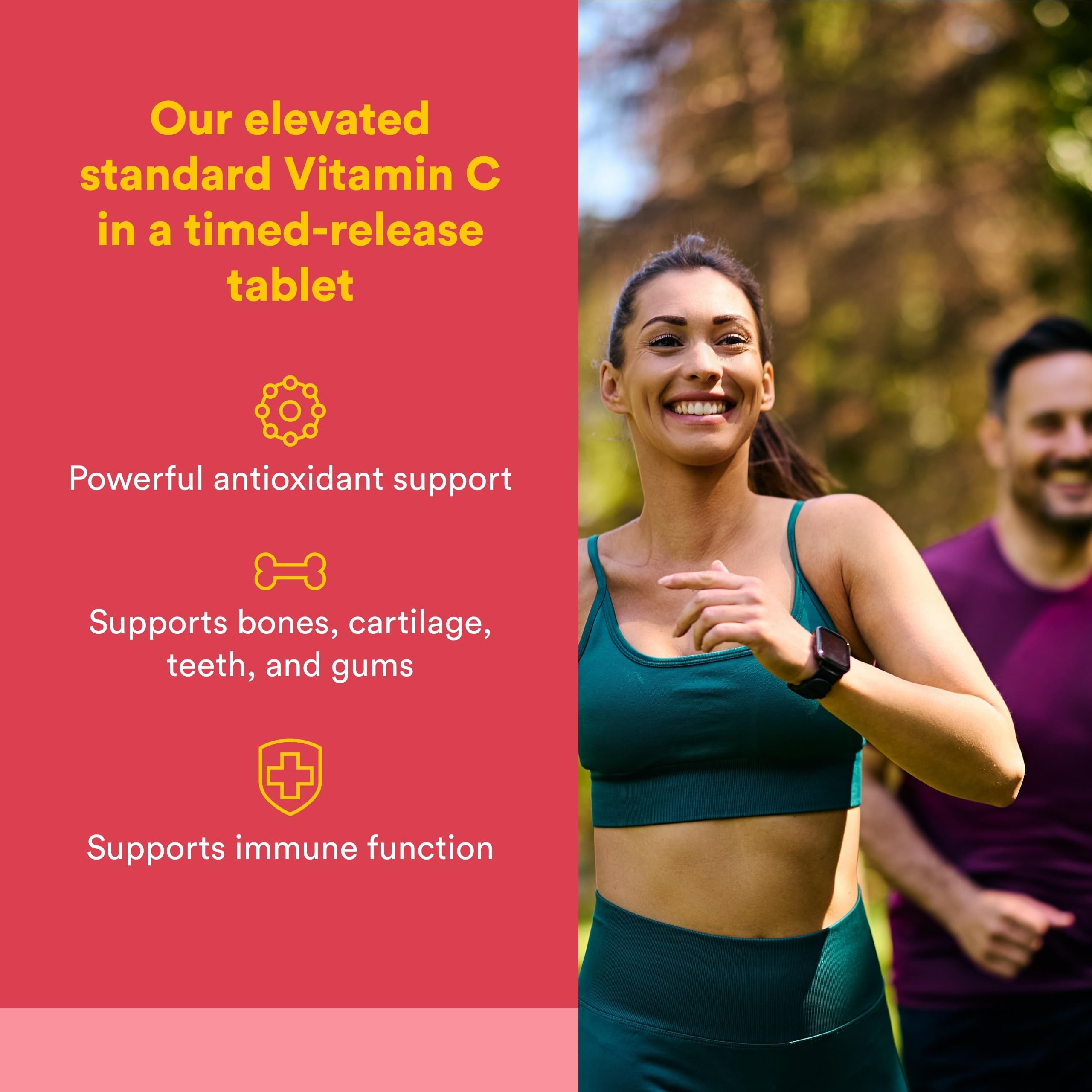 Natural Factors Vitamine C Time Release – tablettes visibles pour un apport quotidien.