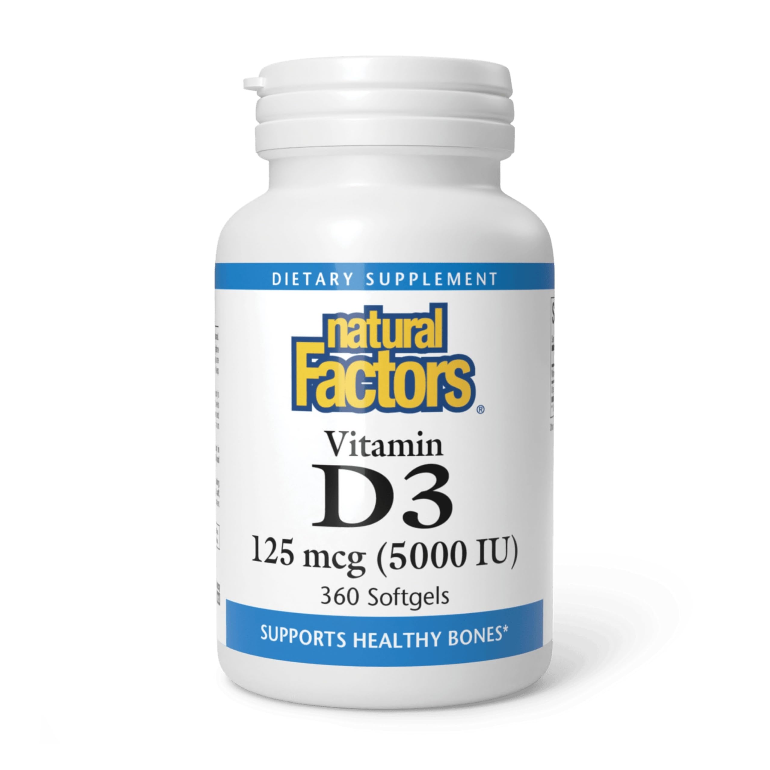 Natural Factors vitamine D3 5000 UI — bouteille prête à une prise quotidienne pour soutenir les os