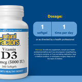 Natural Factors vitamine D3 5000 UI — étiquette claire et emballage certifié