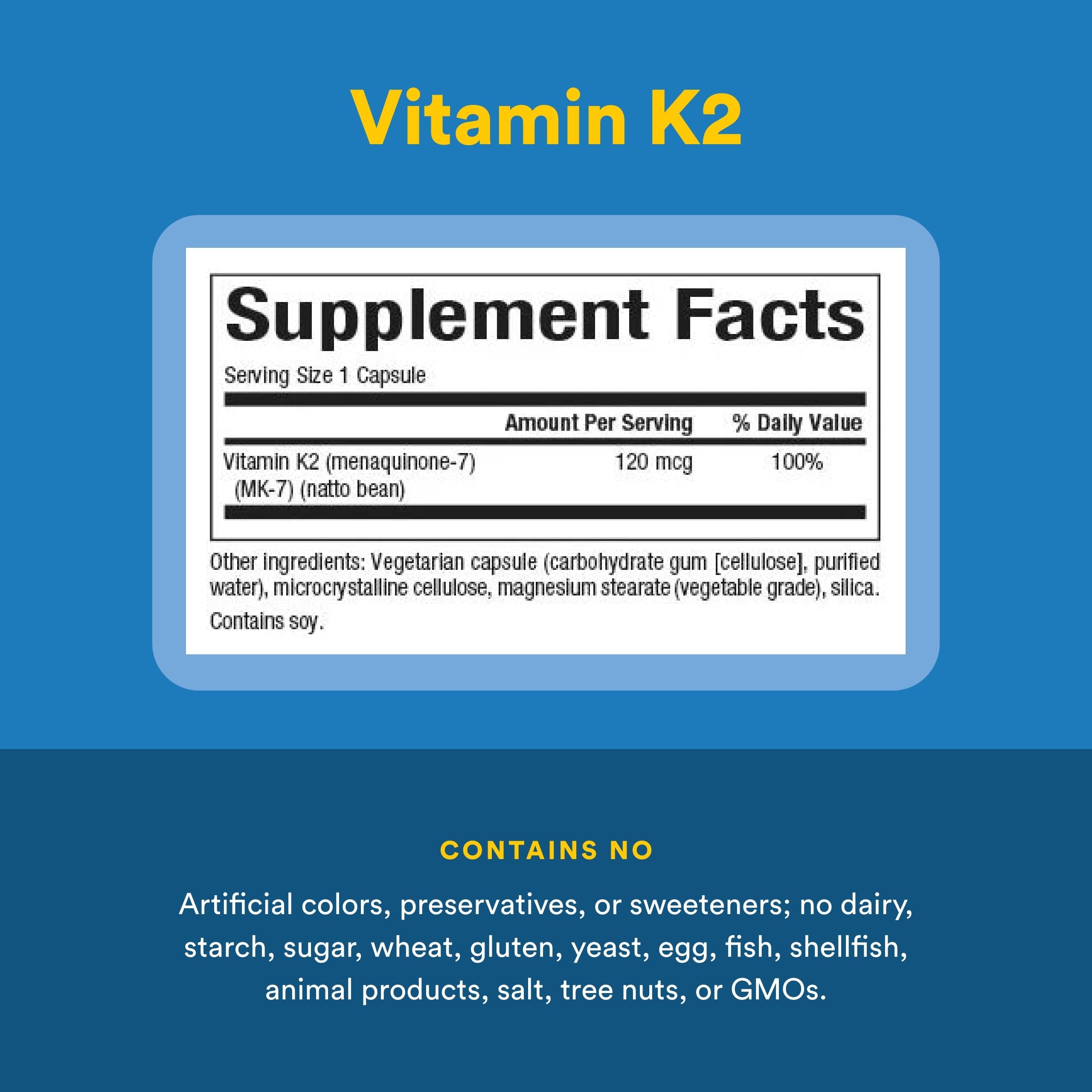 Capsules de Vitamine K2 120 mcg — dosage journalier facile a suivre