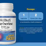 Natural Factors WellBetX Berberine – etiquette: label clair sur le métabolisme et l'utilisation.