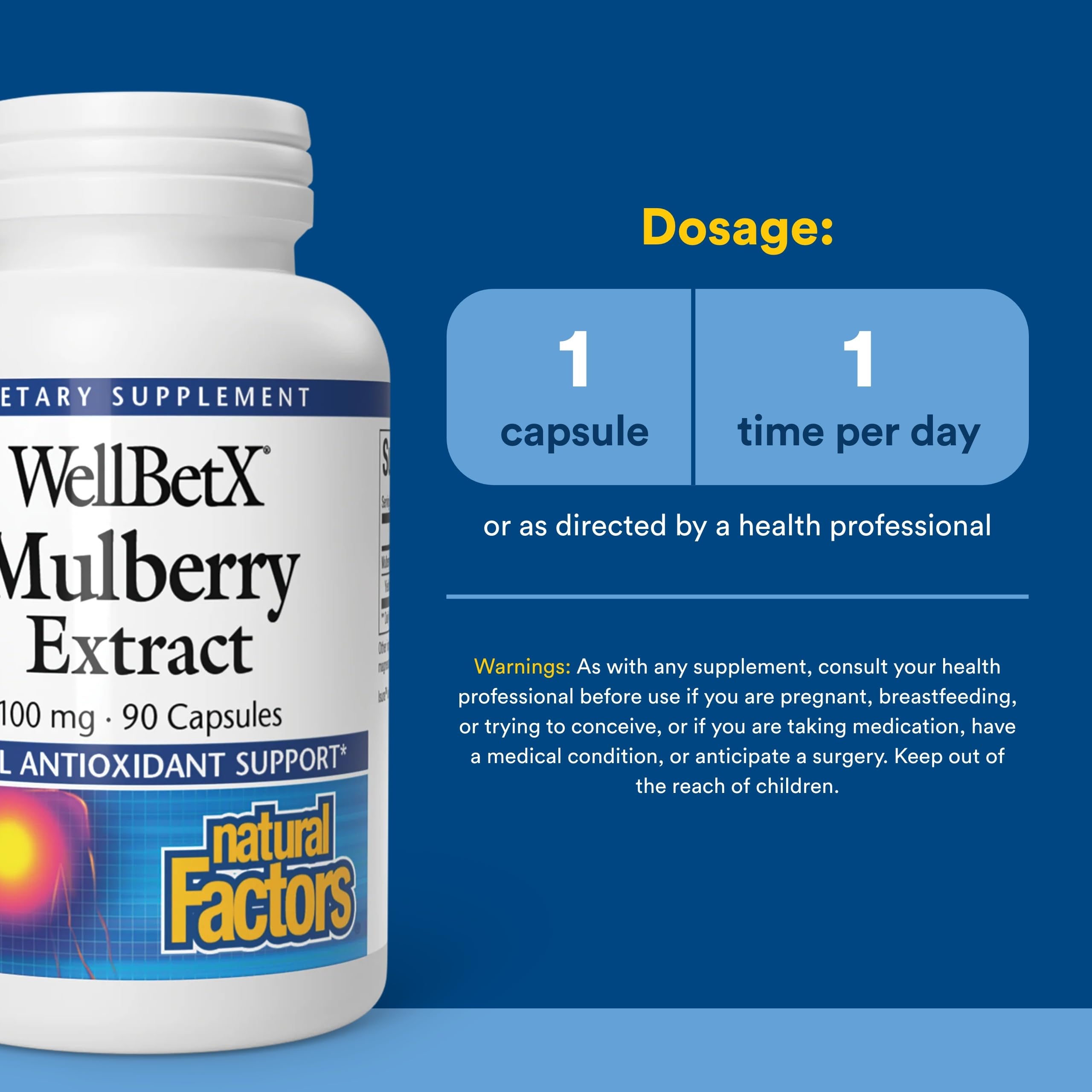 Étiquette WellBetX Extrait de Mûrier – informations claires et lisibles