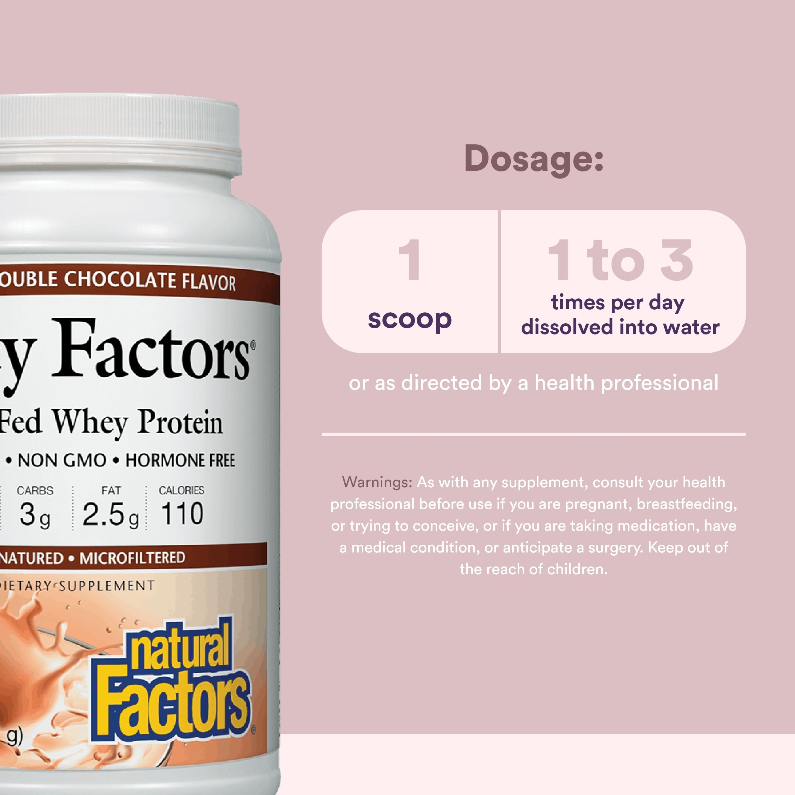 Natural Factors Whey Factors, 18 g de protéines par portion, soutien possible à l’effort.