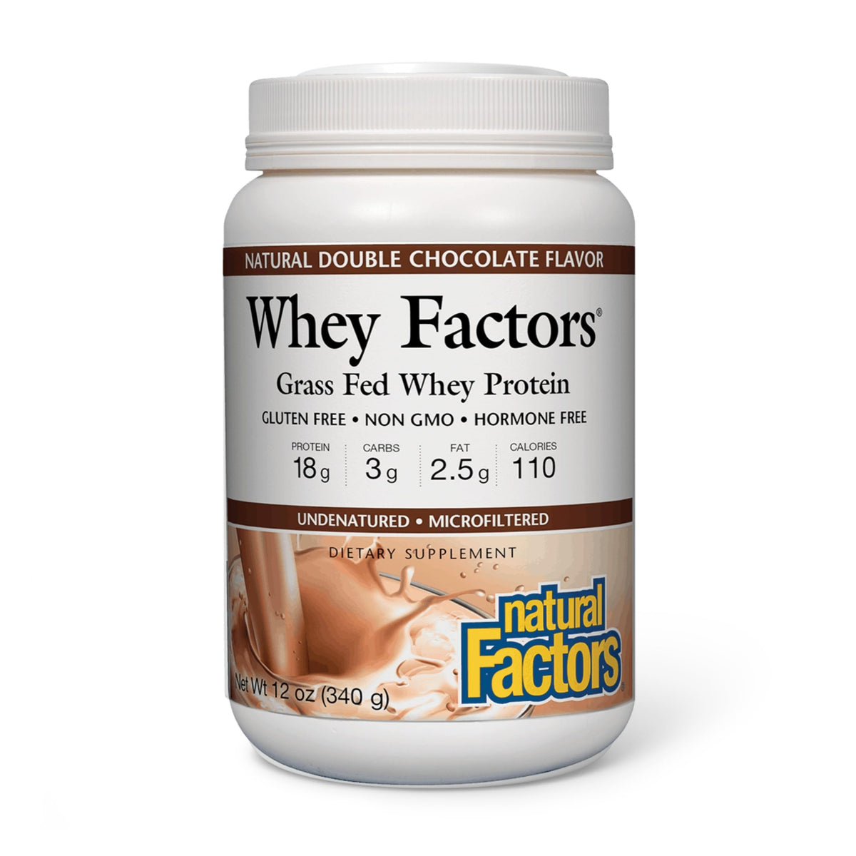 Bouteille Natural Factors Whey Factors prête pour usage après l’entraînement
