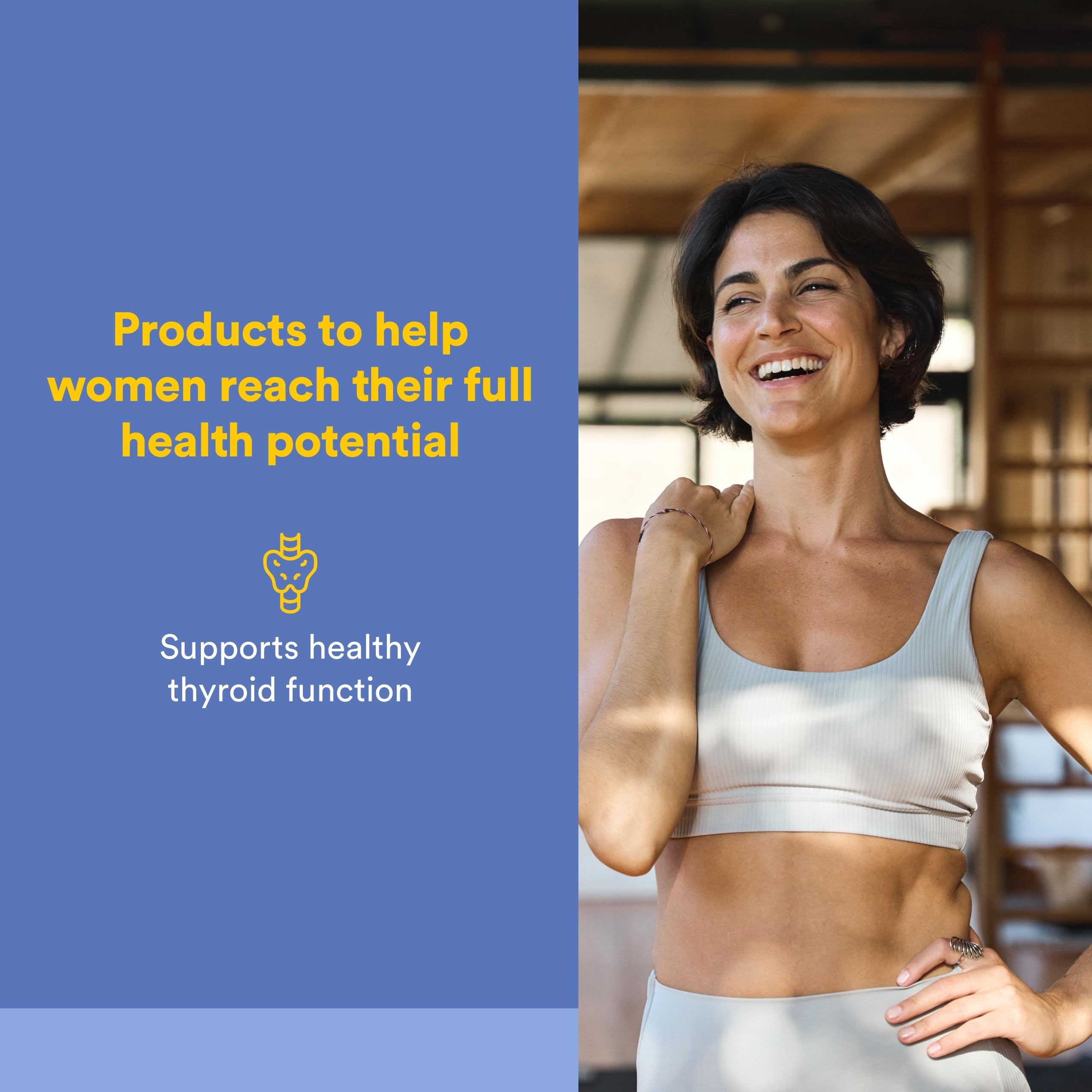 Étiquette ThyroSense indiquant les ingrédients clés et les bénéfices.