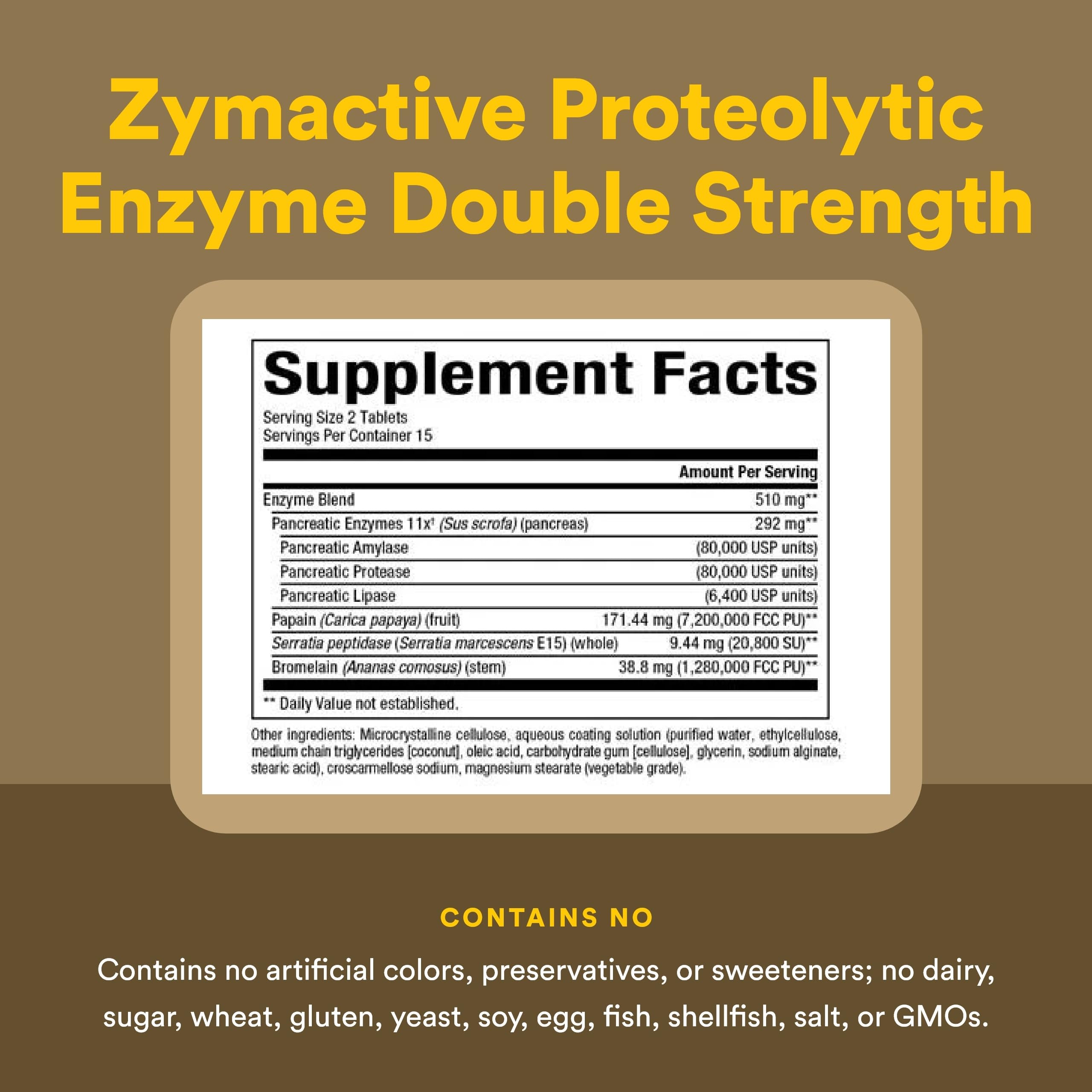 Boîte Zymactive montrant sans gluten et sans OGM, qualité naturelle.
