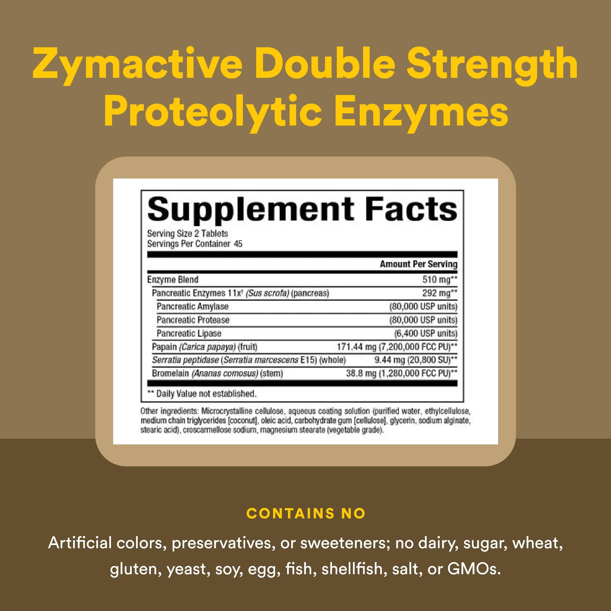 Gros plan sur la tablette Natural Factors Zymactive avec revetement entérique