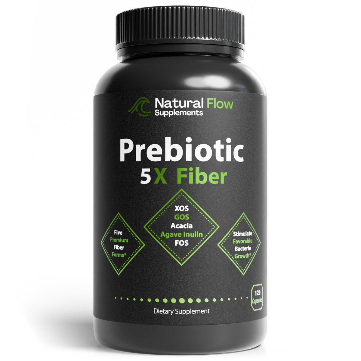 Natural Flow Prebiotique 5X Fibre – Bouteille, soutien potentiel à l'équilibre digestif.