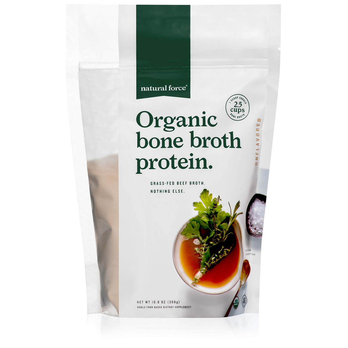 Natural Force Poudre Bouillon Bio - emballage pratique pour cuisiner des plats protéinés