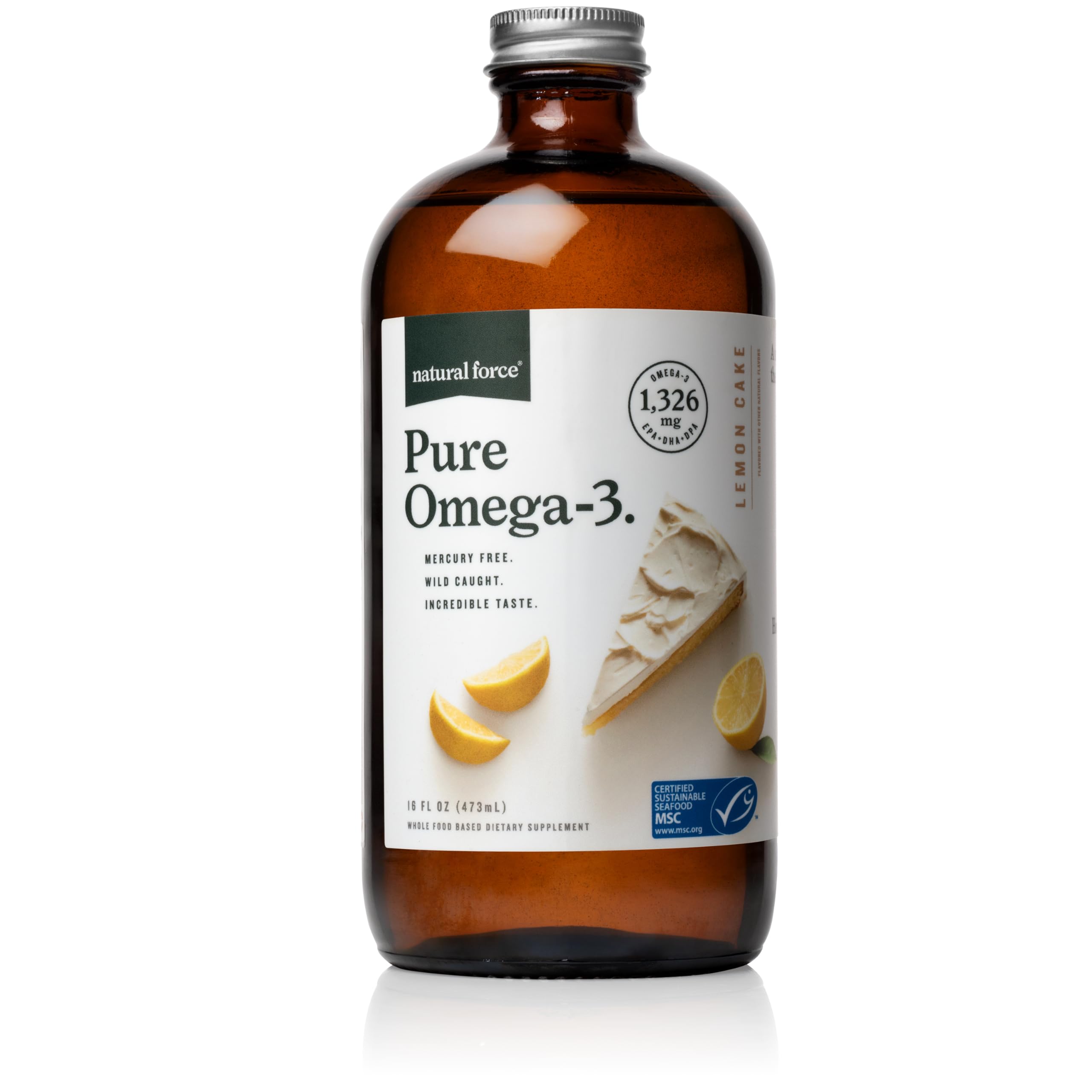 Natural Force Pure Omega-3: Bouteille en verre ambré préservant fraîcheur et arôme.