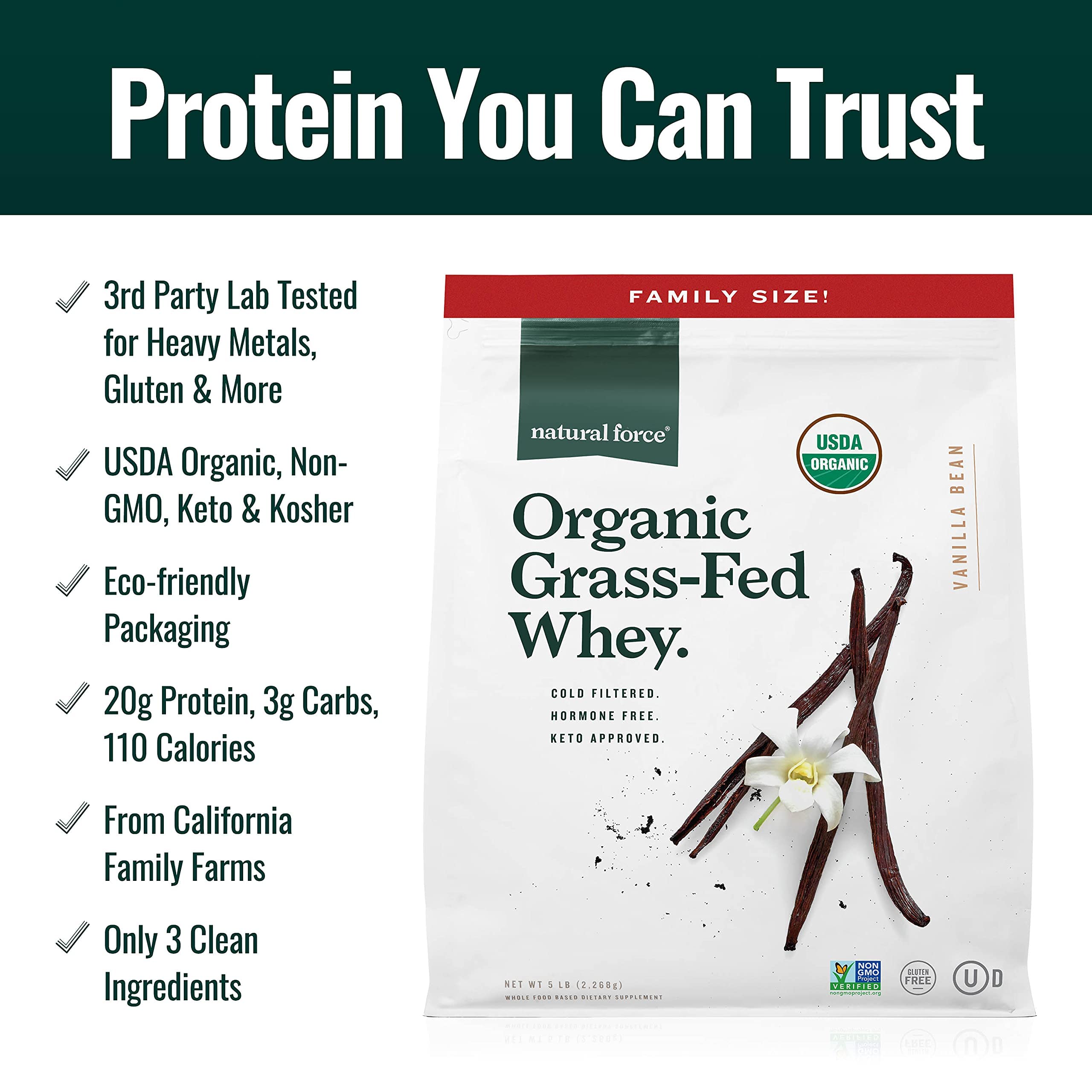 Natural Force Whey doseur: portion précise et facile.