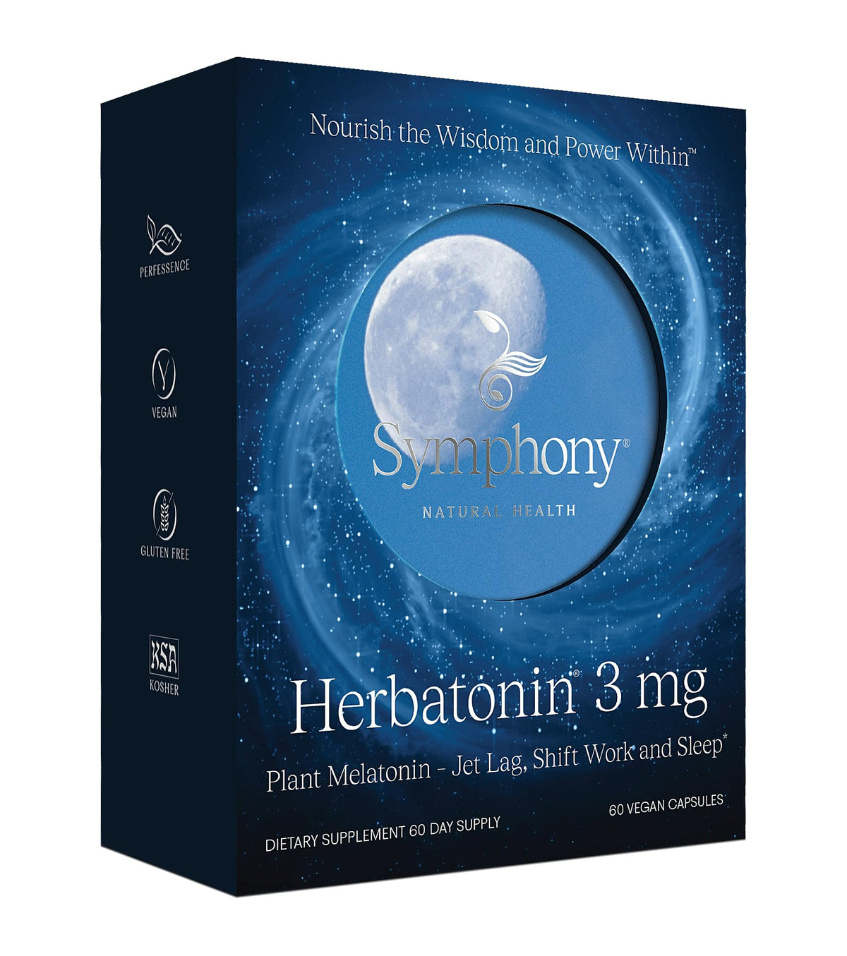 Herbatonin Natural Health International, bouteille de capsules véganes prête au sommeil.
