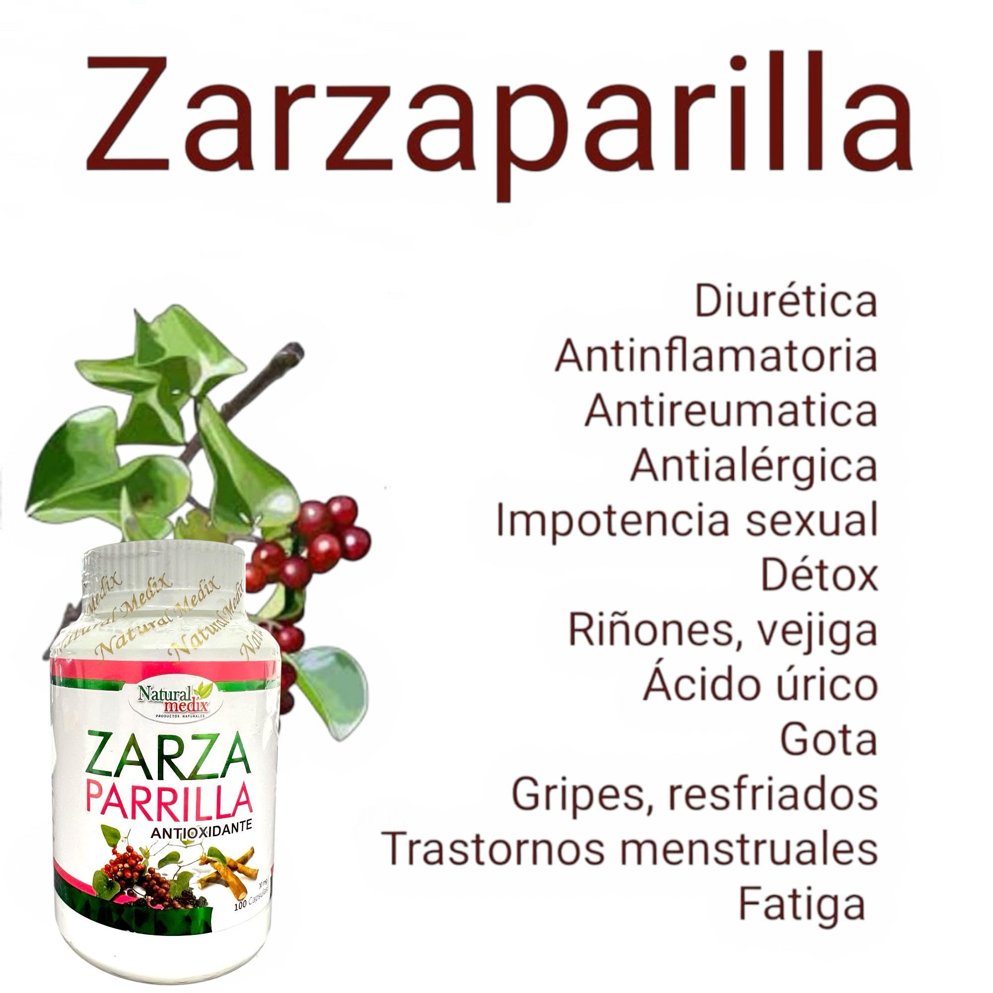 Natural Medix Zarzaparrilla – origine pérou et plantes andines évoquées.