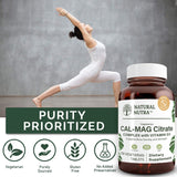 Natural Nutra Cal-Mag Citrate D3 – bocal verre ambre et emballage recyclable.