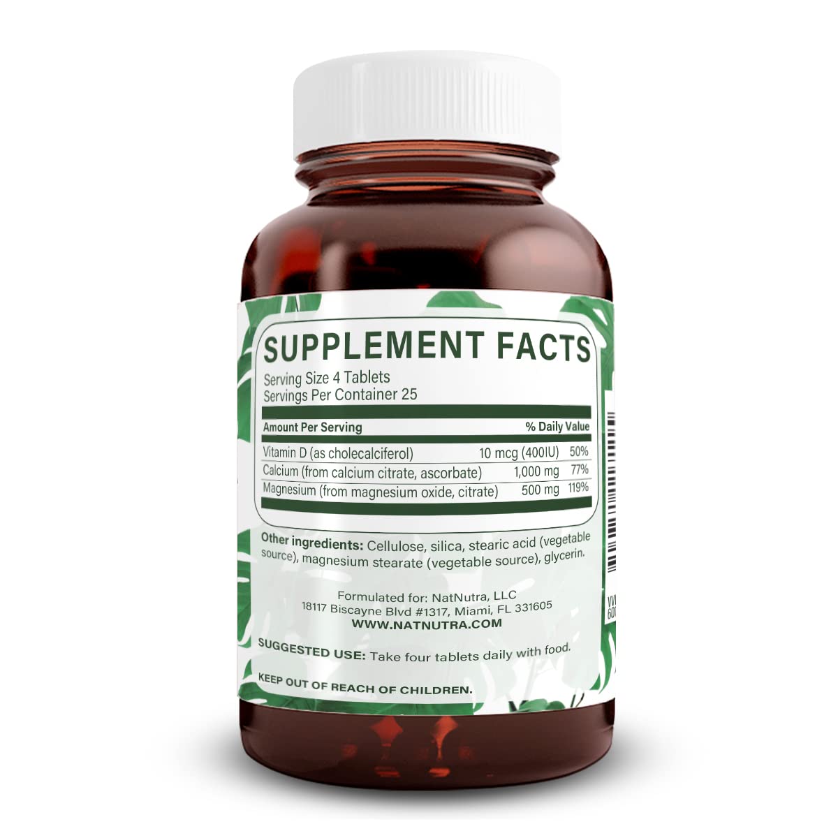 Natural Nutra Cal-Mag Citrate D3 – comprimés vegan faciles à avaler pour les os.