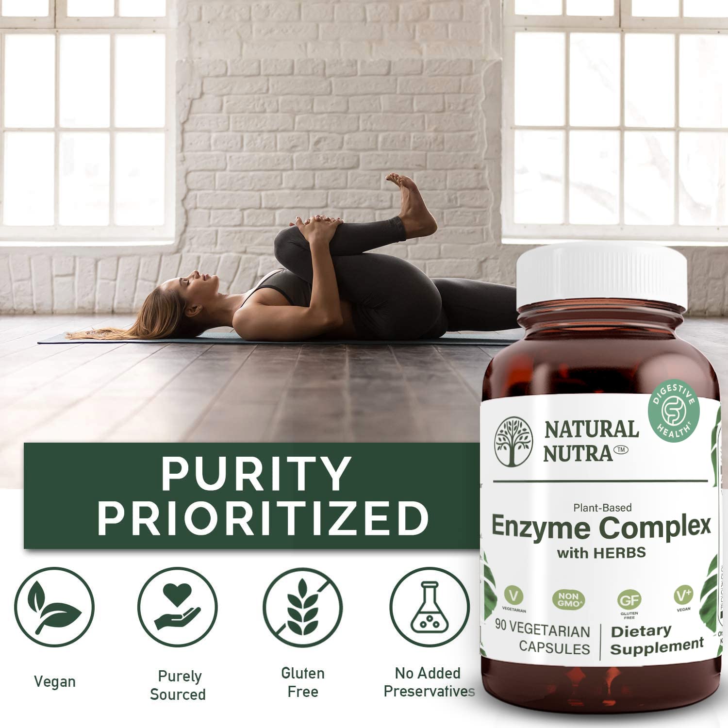 Natural Nutra: formulation végétale à base d'enzymes favorisant l'absorption.