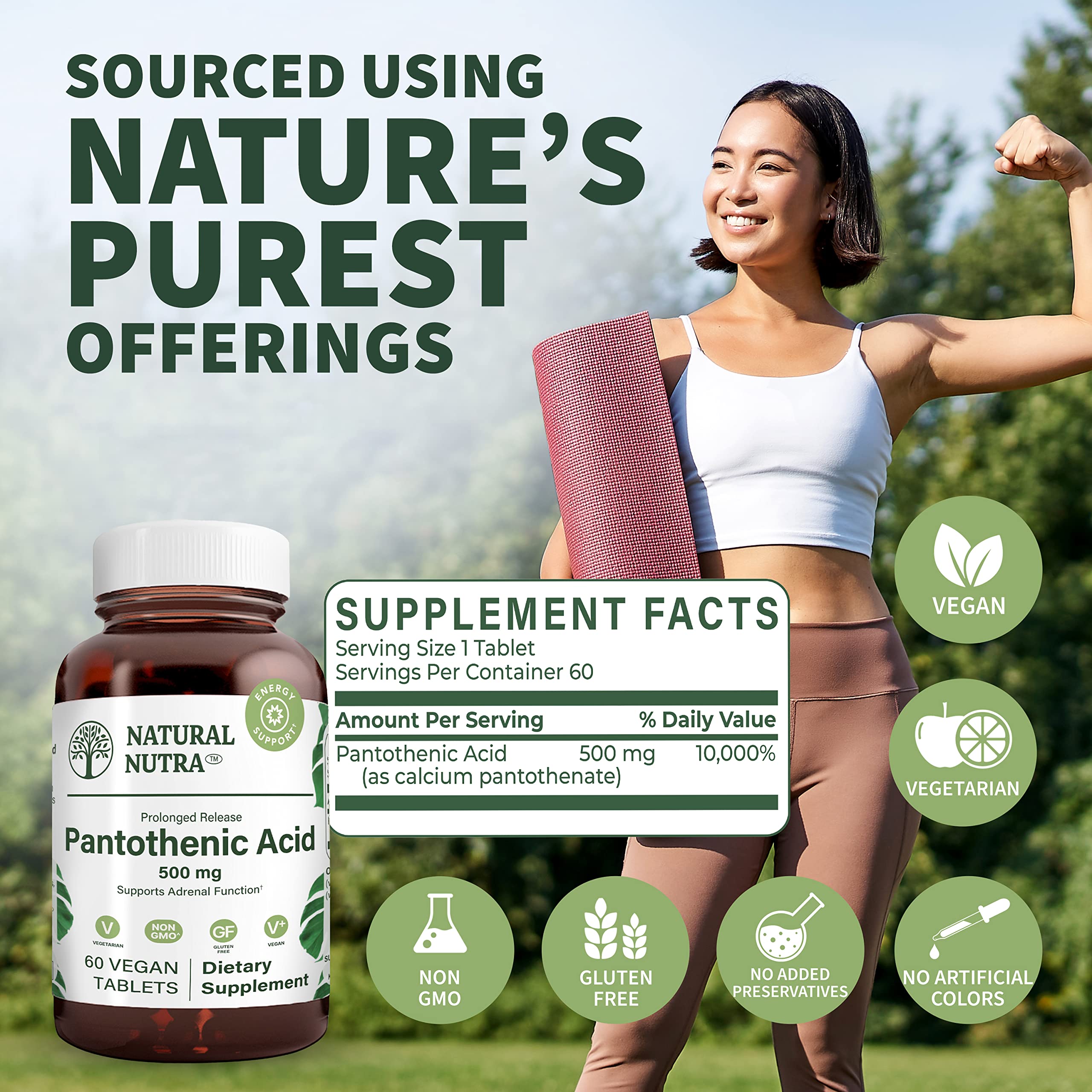 Natural Nutra comprimés végétariens sans gluten, adaptés à votre régime.